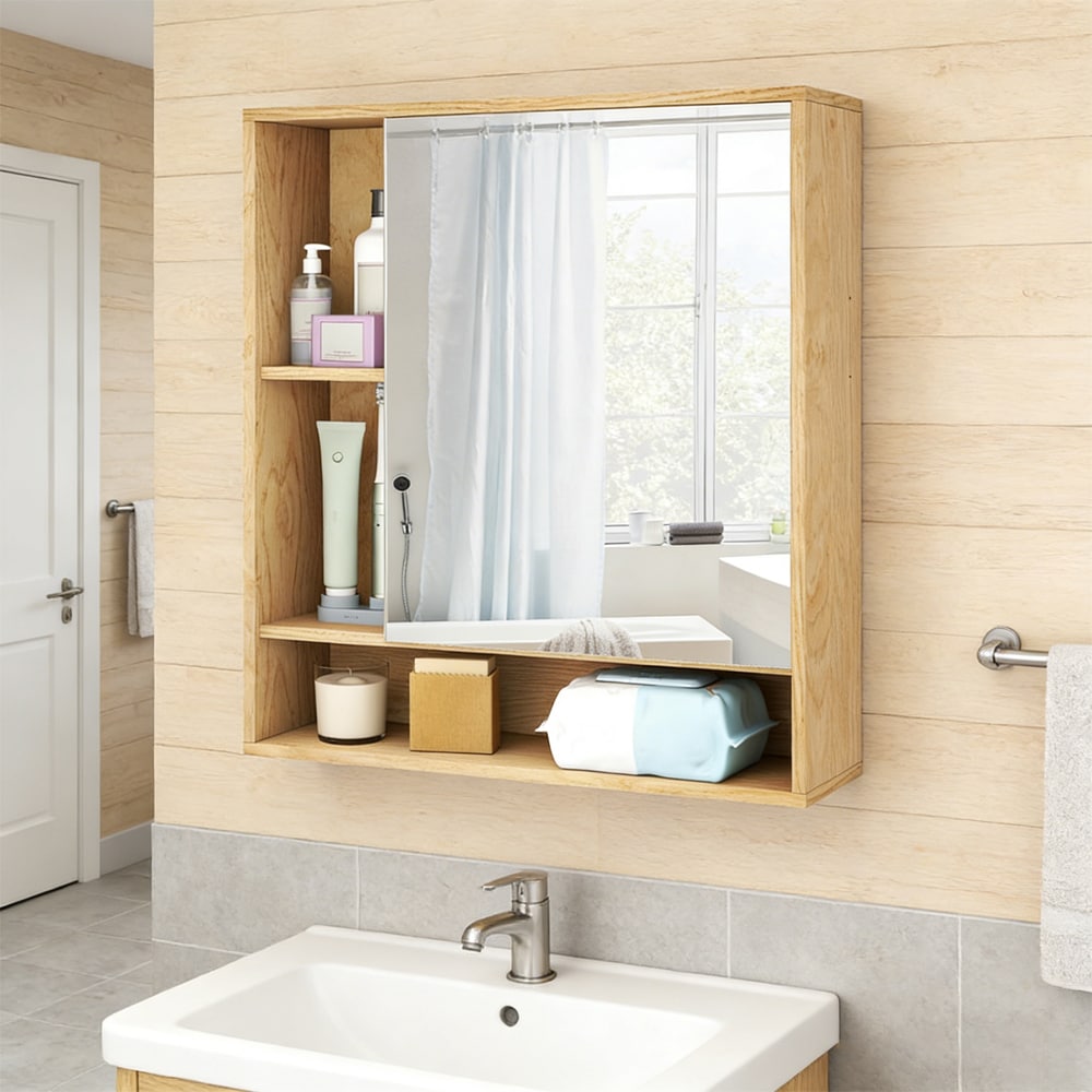Wall Mounted Bathroom Cabinet With Mirror And Single Door_voghion.com